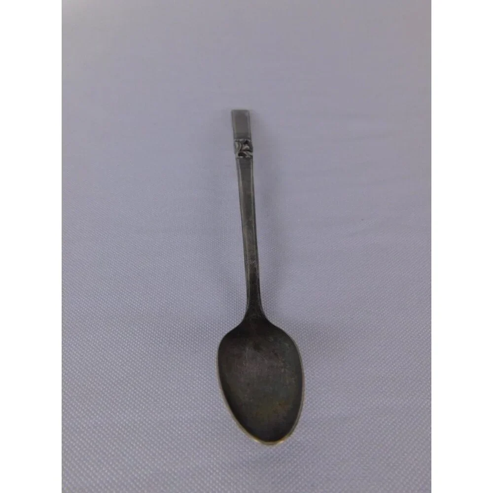 Vintage Floral Handle Teaspoon Silver Metal Traditional Flatware Single Spoon